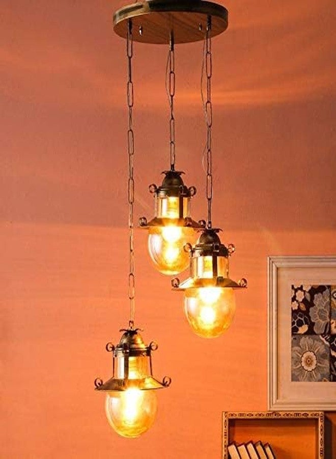 GAUVIK 361 THALI Cluster with Bulb/Cluster Ceiling Light for Restaurant,Bedroom, Living Room and Home Decor Chandelier Ceiling Lamp.Golden Antique - Image 1